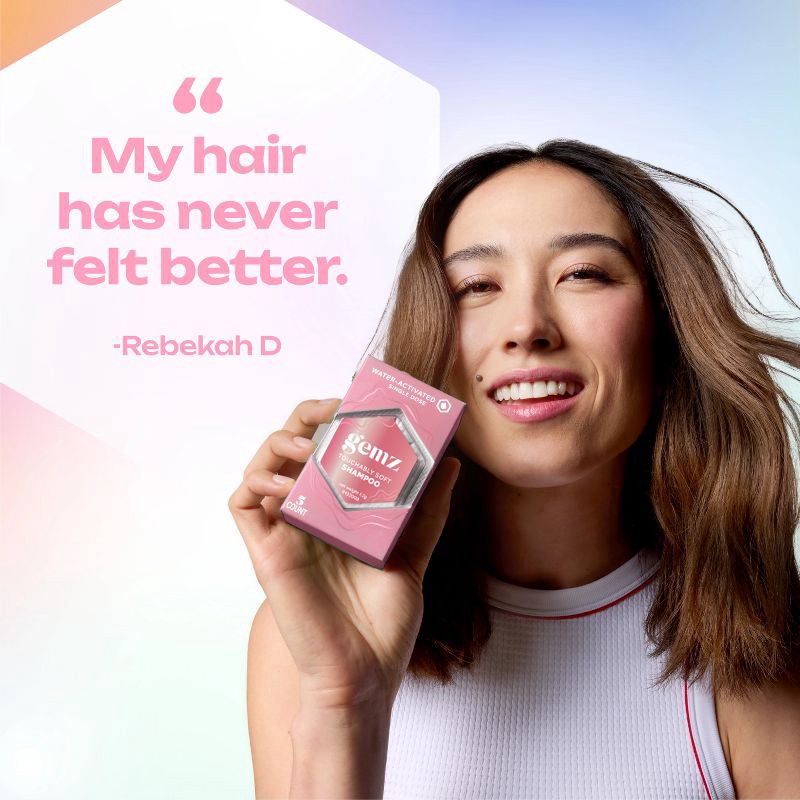 slide 6 of 10, gemz Smoothing Shampoo, Touchably Soft, Color Safe - 5ct/0.3oz, 5 ct; 0.3 oz