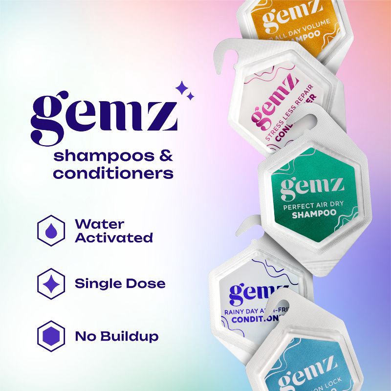 slide 3 of 10, gemz Anti-Frizz Conditioner, Rainy Day, Color Safe - 5ct/0.2oz, 5 ct, 0.2 oz