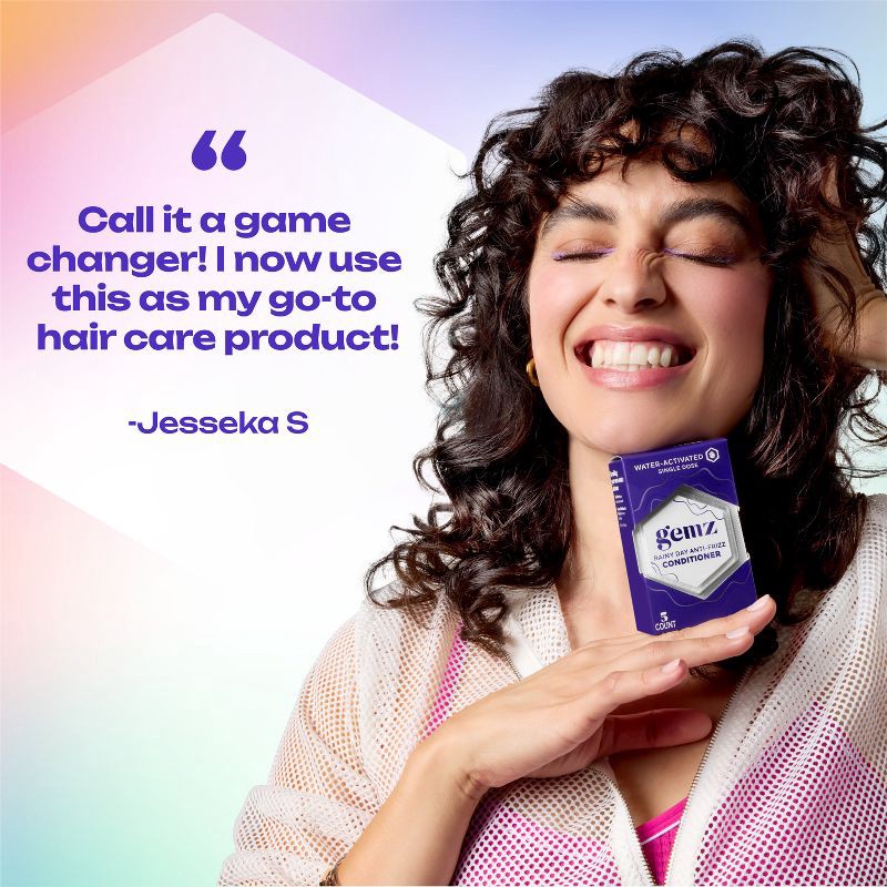 slide 6 of 10, gemz Anti-Frizz Conditioner, Rainy Day, Color Safe - 5ct/0.2oz, 5 ct, 0.2 oz