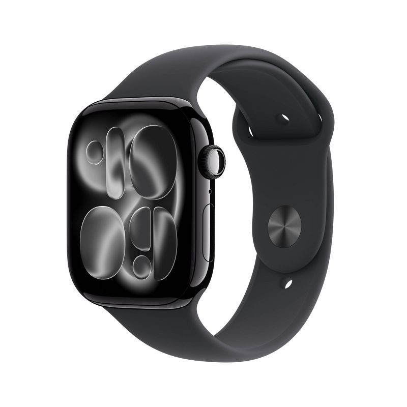 slide 1 of 10, Apple Watch Series 11 GPS 46mm Jet Black Aluminum Case with Black Sport Band - S/M, 1 ct