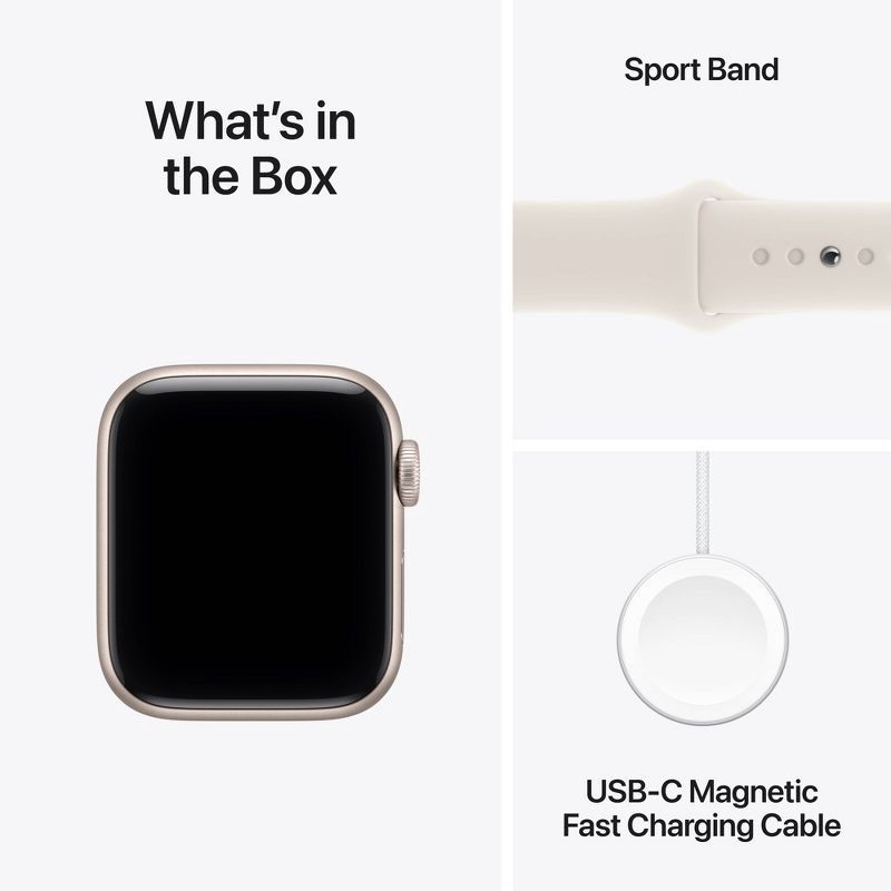 slide 9 of 10, Apple Watch SE 3 GPS 40mm Starlight Aluminum Case with Starlight Sport Band - S/M, 1 ct