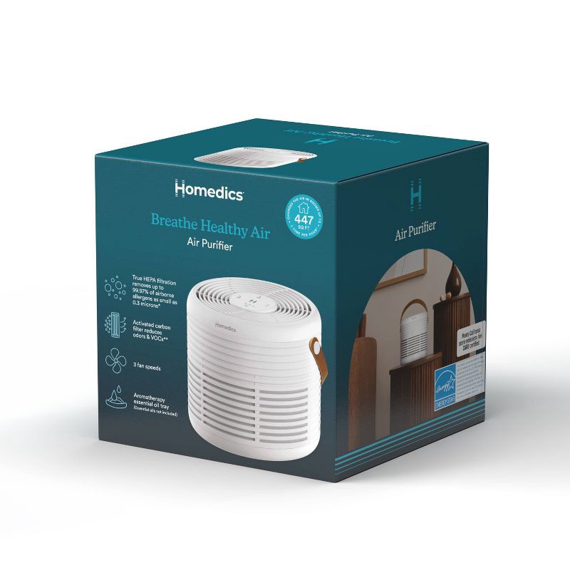 slide 2 of 9, HoMedics True Hepa Air Purifier for Small Rooms with Aromatherapy White, 1 ct