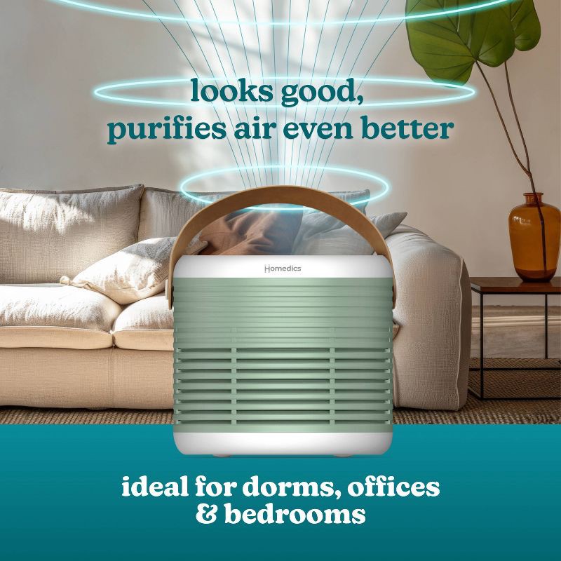 slide 8 of 9, HoMedics True Hepa Air Purifier for Small Rooms with Aromatherapy Green, 1 ct