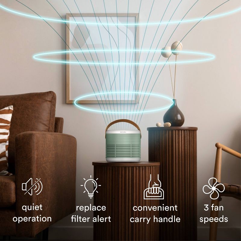 slide 9 of 9, HoMedics True Hepa Air Purifier for Small Rooms with Aromatherapy Green, 1 ct