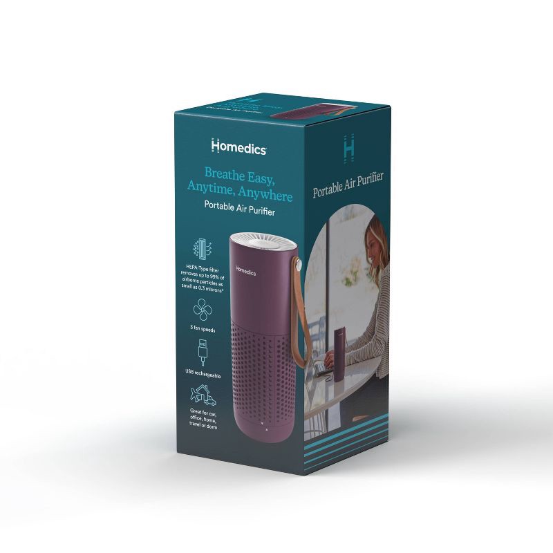 slide 2 of 11, HoMedics Portable HEPA Air Purifier with Aromatherapy Purple, 1 ct