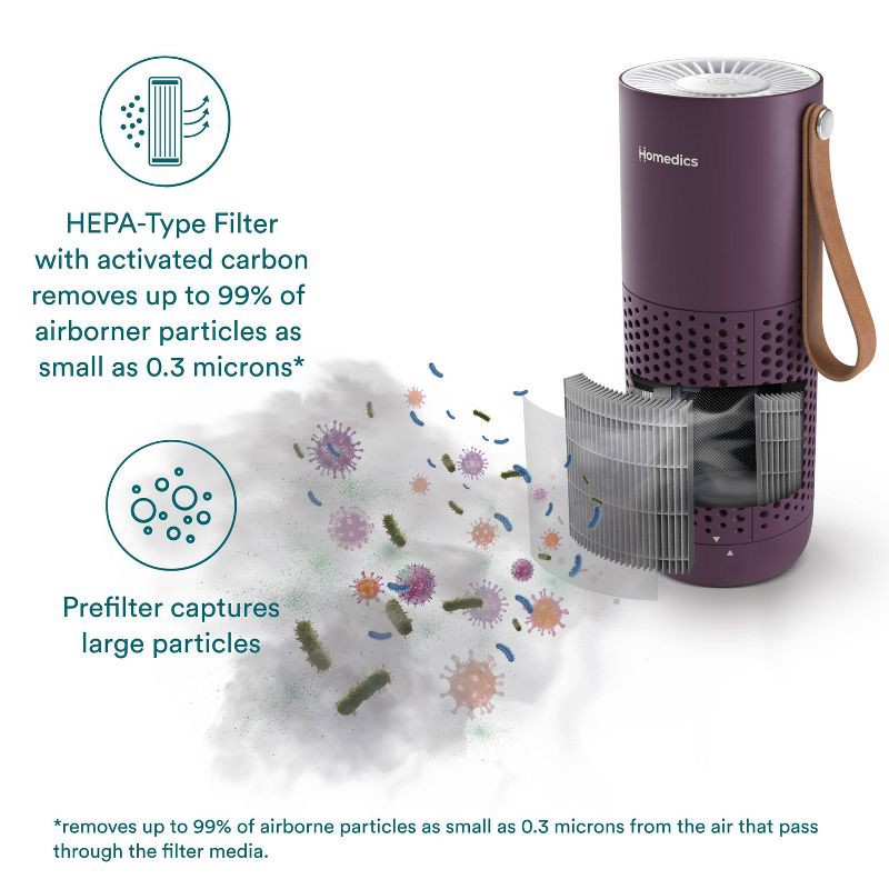 slide 4 of 11, HoMedics Portable HEPA Air Purifier with Aromatherapy Purple, 1 ct