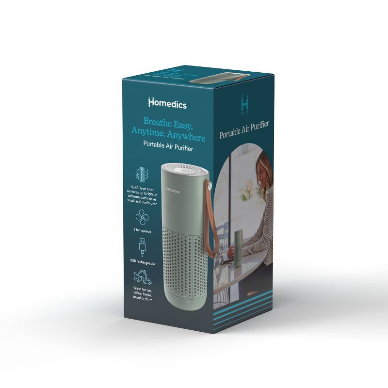 slide 2 of 11, HoMedics Portable HEPA Air Purifier with Aromatherapy Green, 1 ct