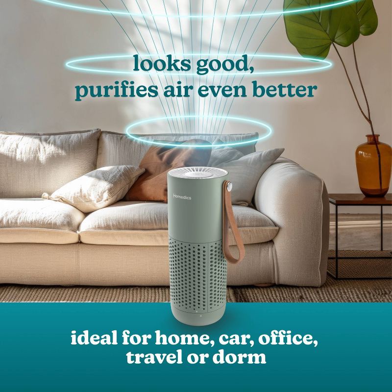 slide 9 of 11, HoMedics Portable HEPA Air Purifier with Aromatherapy Green, 1 ct