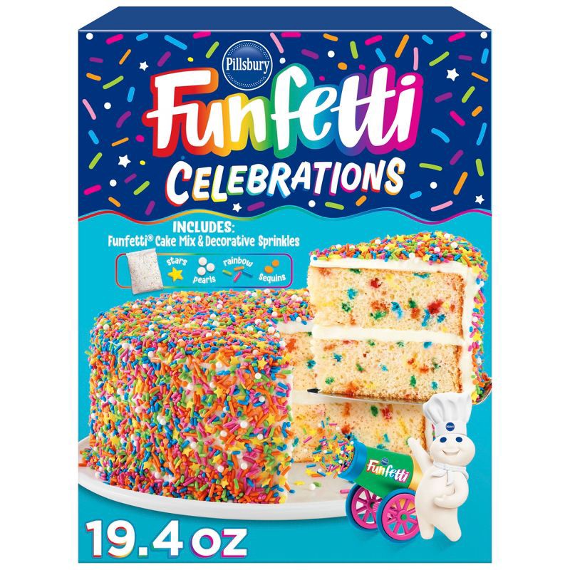 slide 1 of 12, Pillsbury Baking Pillsbury Funfetti Celebrations Cake Mix - 19.4oz, 19.4 oz