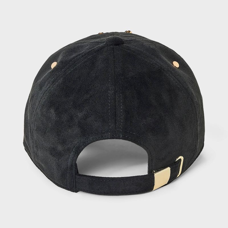 slide 3 of 4, Faux Suede with Stud Detail Baseball Hat - Universal Thread™ Black, 1 ct