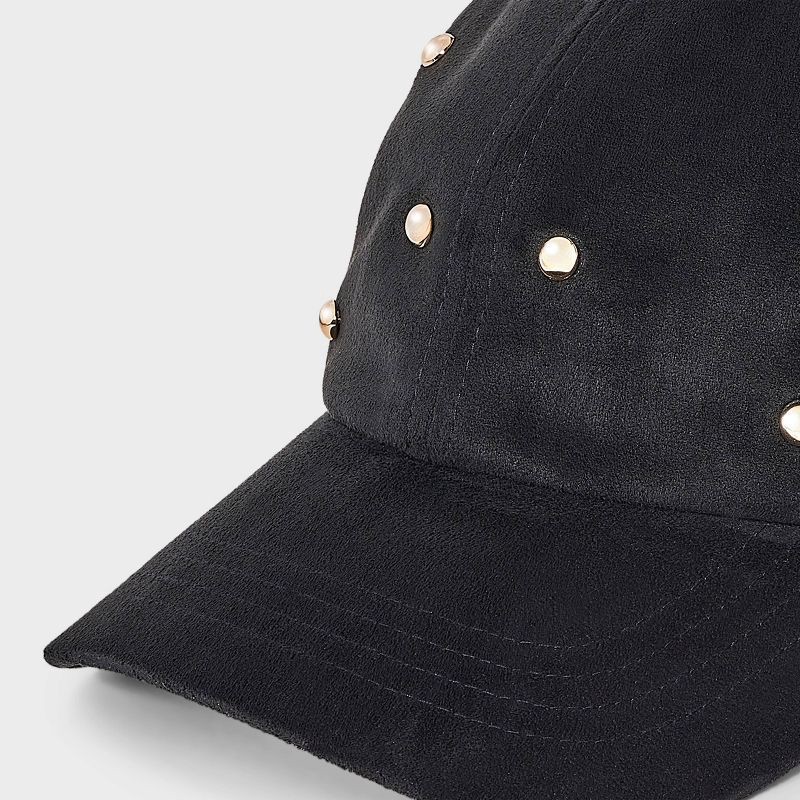 slide 4 of 4, Faux Suede with Stud Detail Baseball Hat - Universal Thread™ Black, 1 ct