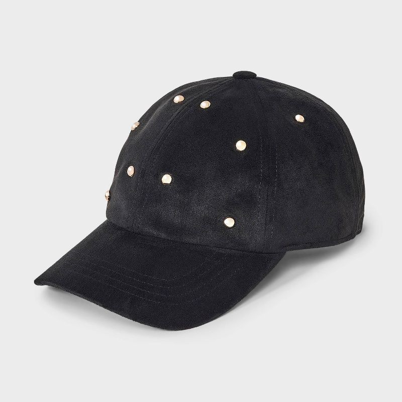 slide 1 of 4, Faux Suede with Stud Detail Baseball Hat - Universal Thread™ Black, 1 ct