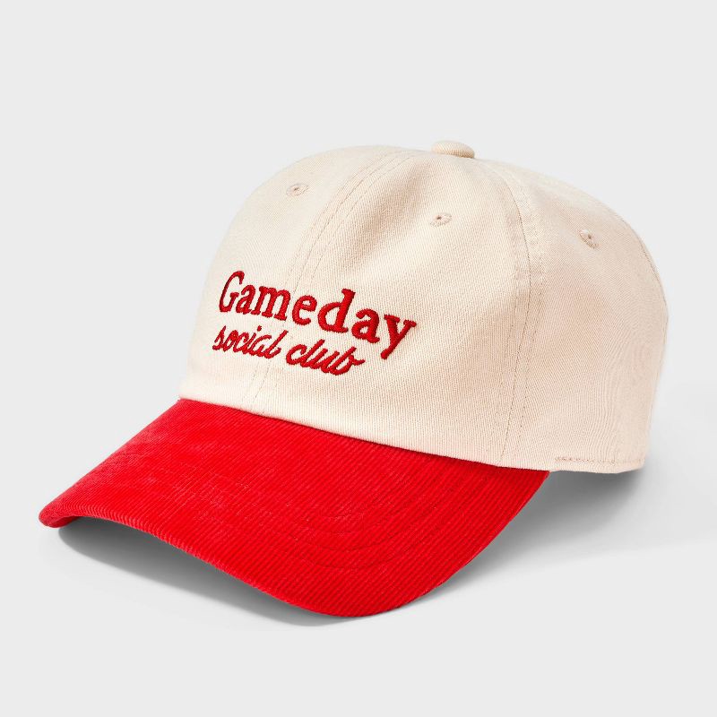 slide 1 of 4, Gameday Social Club Two-Toned Baseball Hat - Universal Thread™ Beige/Red, 1 ct