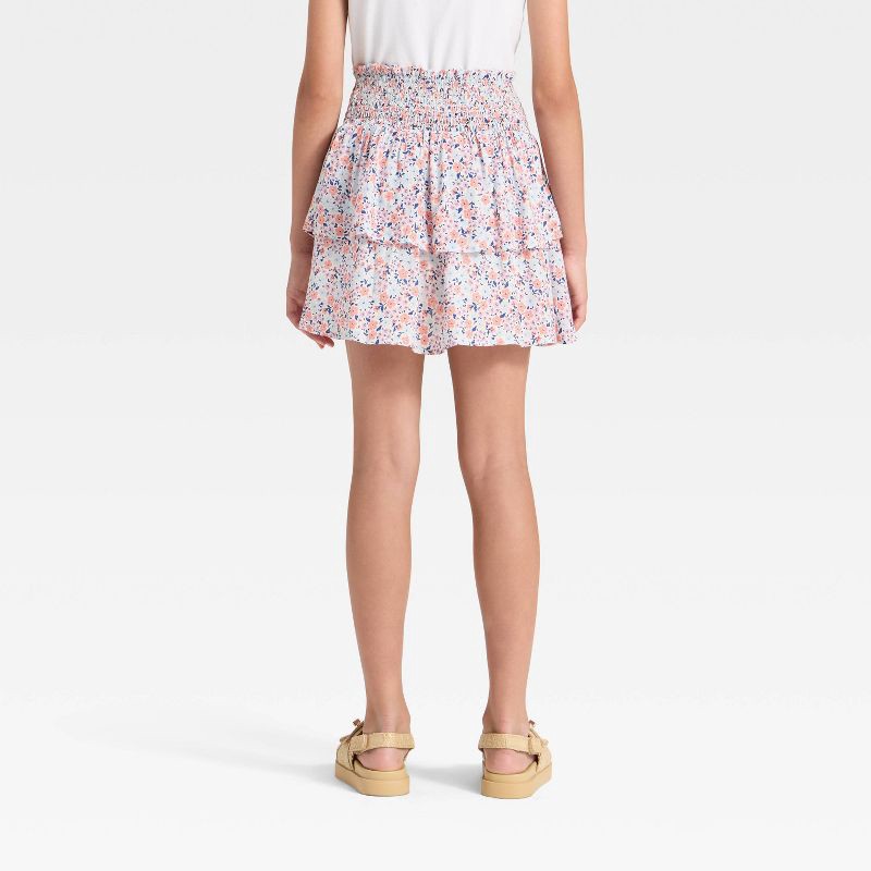 slide 3 of 3, Girls' Floral Woven Skort - Cat & Jack™ Cream M, 1 ct