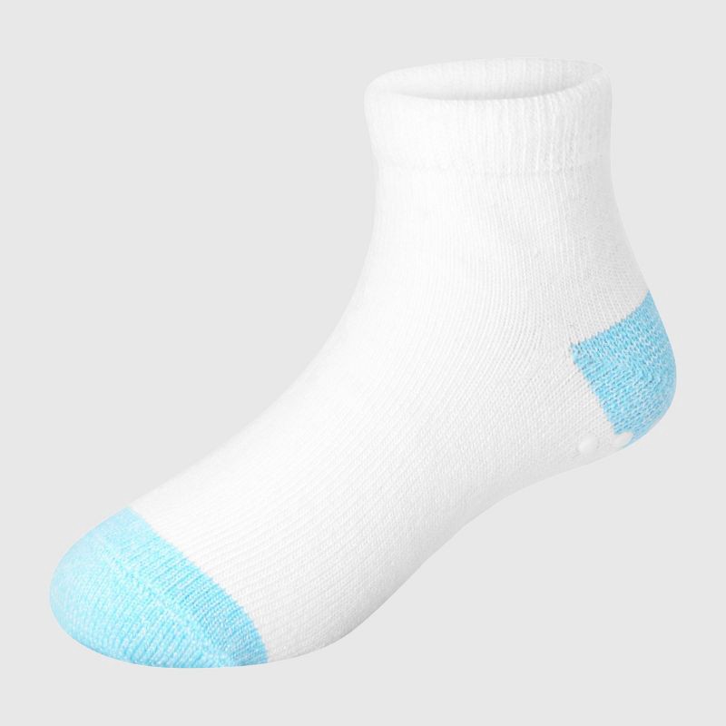 slide 4 of 6, Hanes Toddler Girls' 6pk Pure Comfort Ankle Socks - White/Pink/Blue 2T-3T, 6 ct