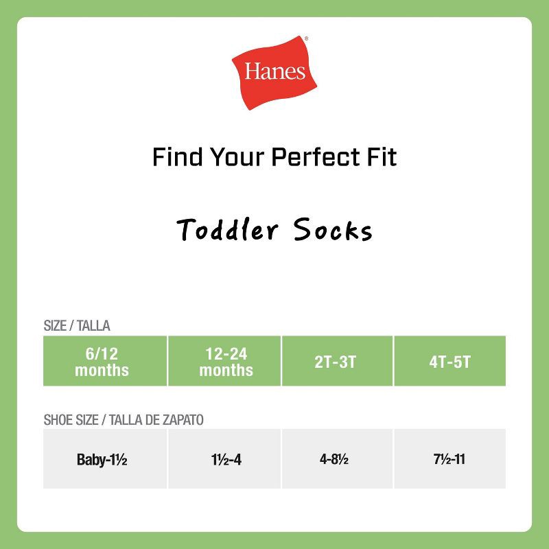 slide 6 of 6, Hanes Toddler Girls' 6pk Pure Comfort Ankle Socks - White/Pink/Blue 2T-3T, 6 ct