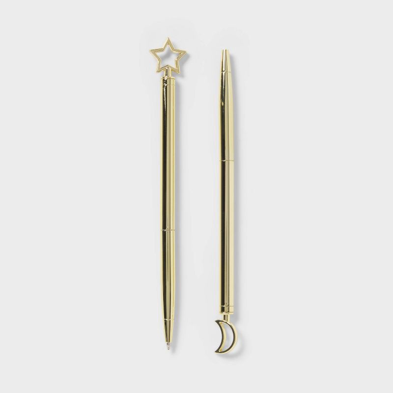 slide 3 of 3, 2pk Ballpoint Black Ink Pens Star and Moon Gifting - Spritz™, 2 ct