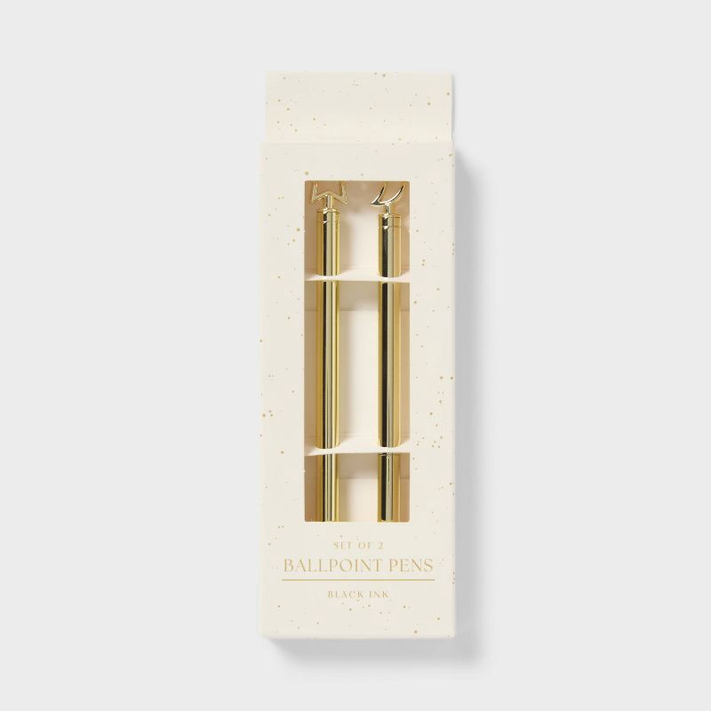 slide 1 of 3, 2pk Ballpoint Black Ink Pens Star and Moon Gifting - Spritz™, 2 ct