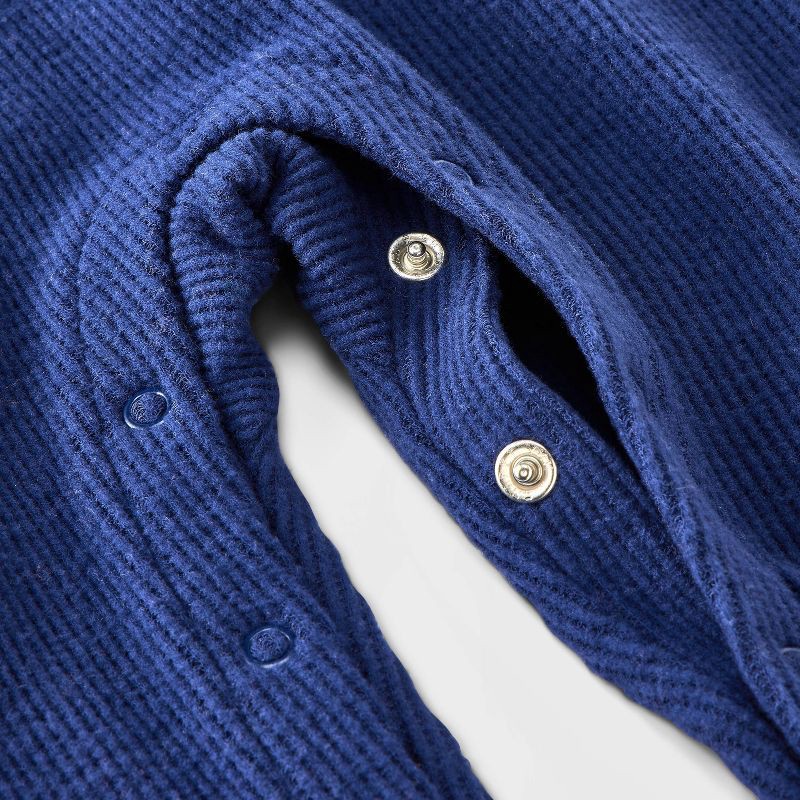 slide 2 of 4, Baby Boys' Henley Cozy Long Sleeve Romper - Cat & Jack™ Navy Blue 3-6M, 1 ct