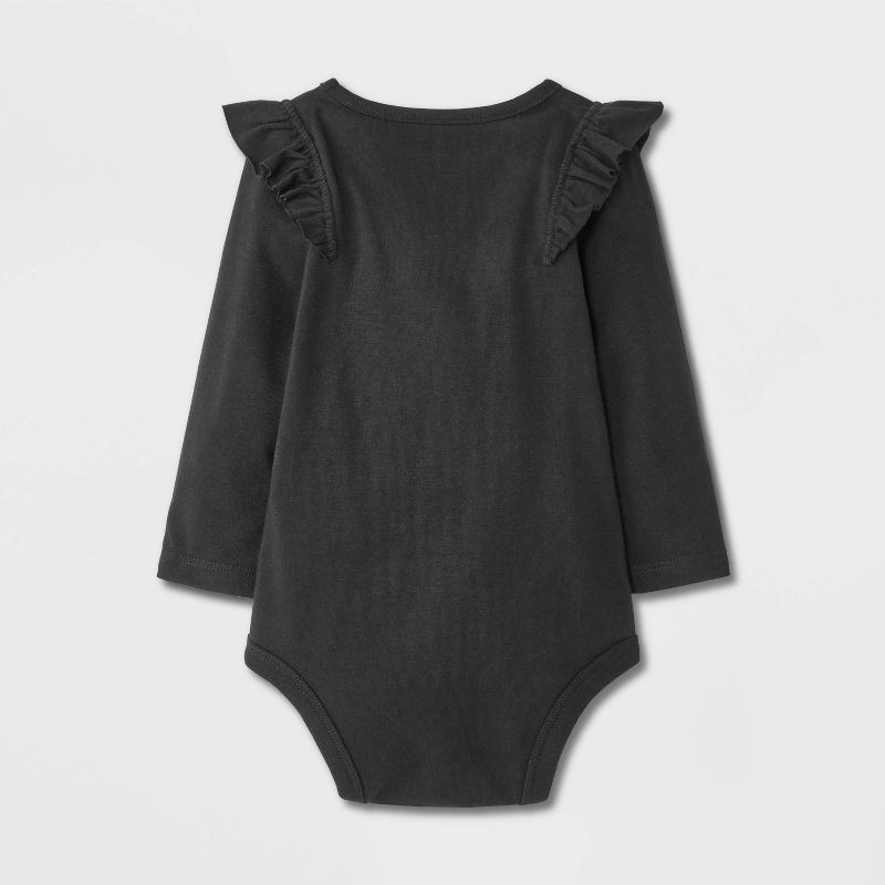 slide 3 of 4, Baby Girls' Ruffle Bodysuit - Cat & Jack™ Black 6-9M, 1 ct