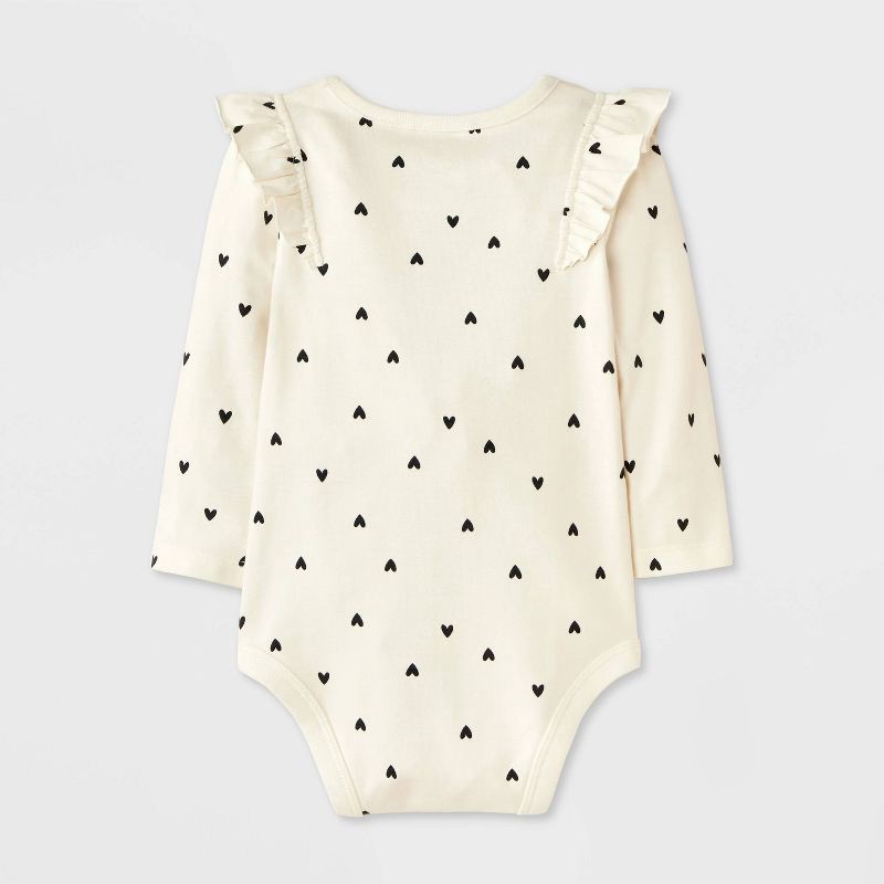 slide 3 of 4, Baby Girls' Heart Ruffle Bodysuit - Cat & Jack™ Black/White 6-9M, 1 ct