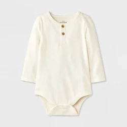 Baby Boys' Henley Bodysuit - Cat & Jack™ Cream 18M