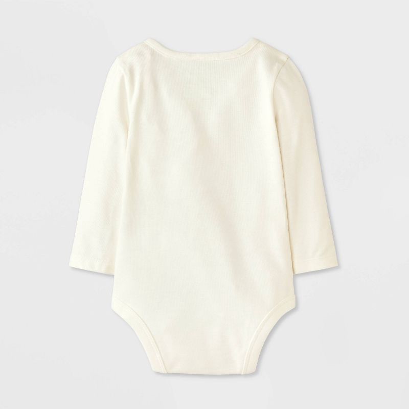 slide 3 of 4, Baby Boys' Henley Bodysuit - Cat & Jack™ Cream Newborn, 1 ct