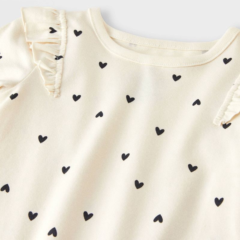 slide 4 of 4, Baby Girls' Heart Ruffle Bodysuit - Cat & Jack™ Black/White 12M, 1 ct