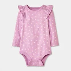 Baby Girls' Floral Ruffle Bodysuit - Cat & Jack™ Purple 18M