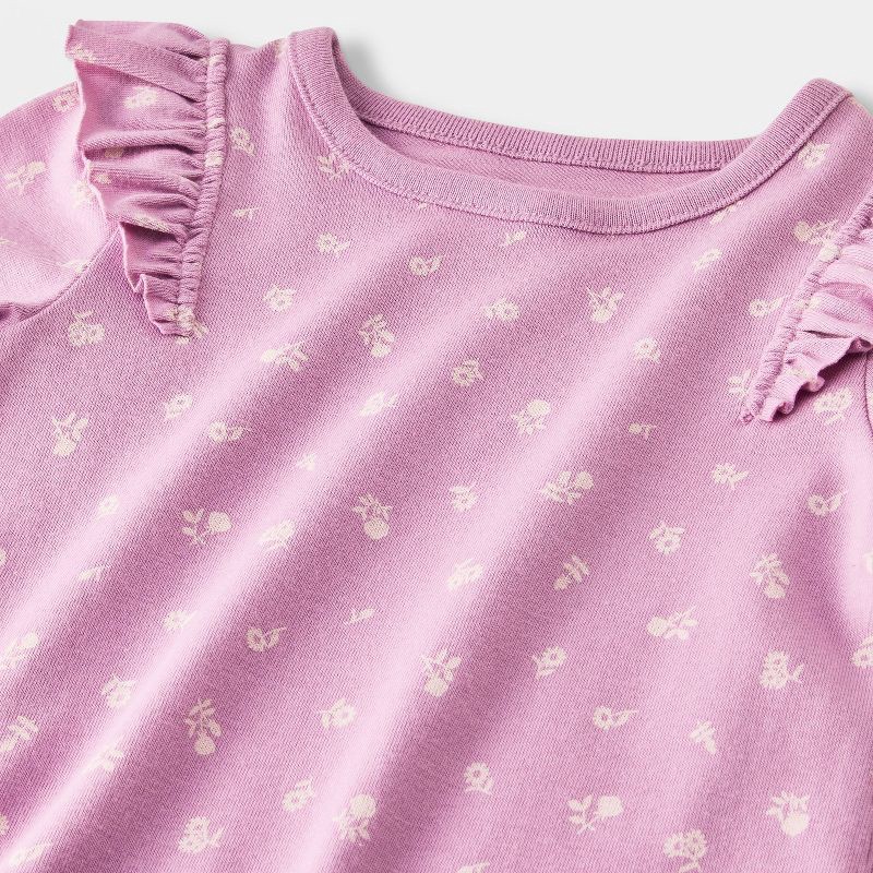 slide 2 of 4, Baby Girls' Floral Ruffle Bodysuit - Cat & Jack™ Purple 0-3M, 1 ct