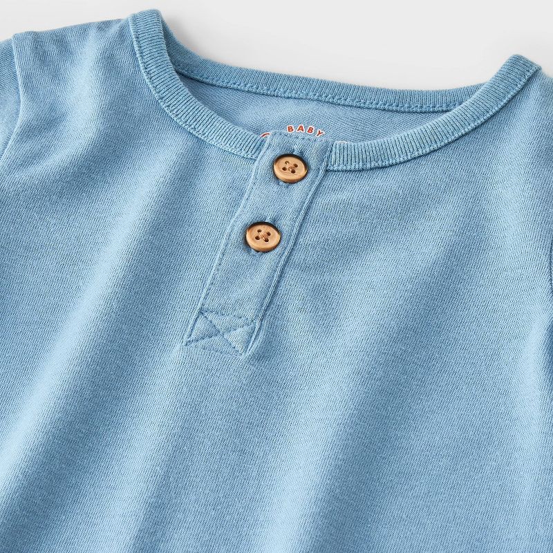 slide 4 of 4, Baby Boys' Henley Bodysuit - Cat & Jack™ Blue 3-6M, 1 ct