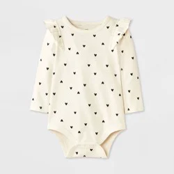 Baby Girls' Heart Ruffle Bodysuit - Cat & Jack™ Black/White 3-6M