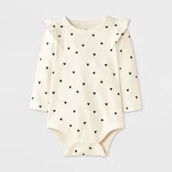 Baby Girls' Heart Ruffle Bodysuit - Cat & Jack™ Black/White 3-6M