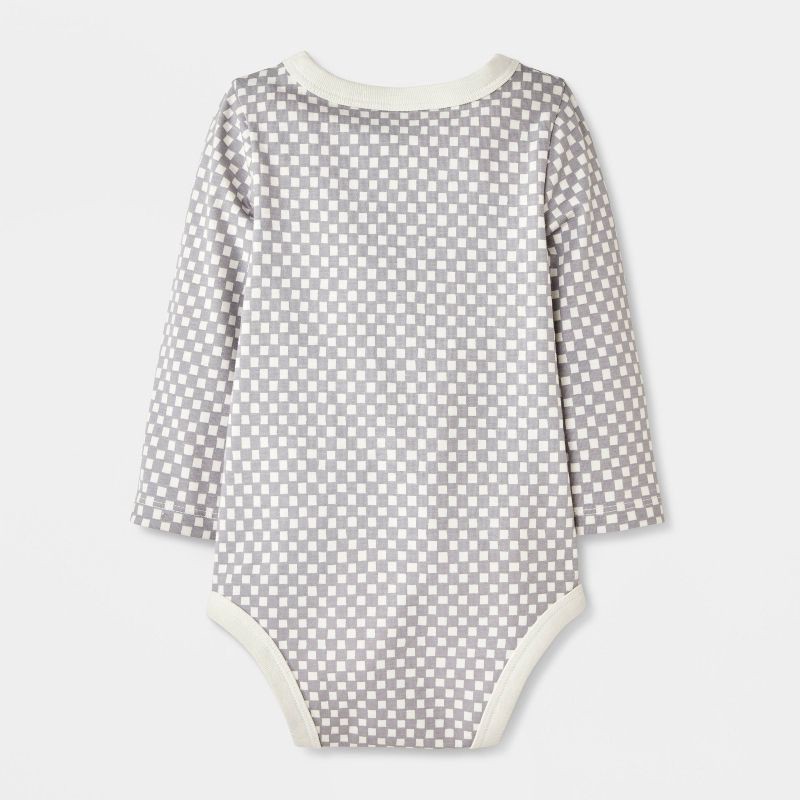 slide 2 of 4, Baby Checkered Long Sleeve Bodysuit - Cat & Jack™ Gray 0-3M, 1 ct