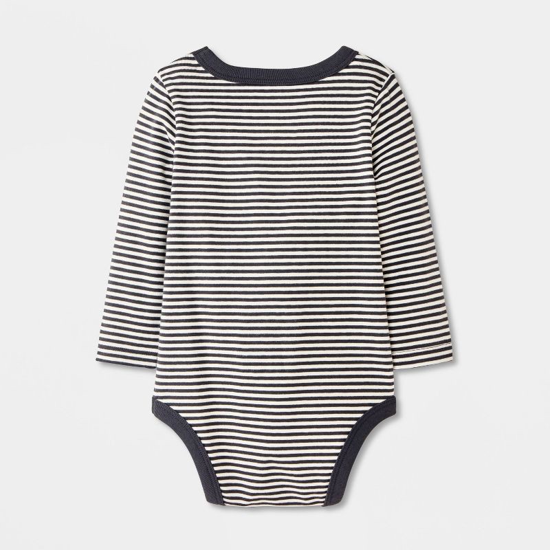 slide 4 of 4, Baby Striped Long Sleeve Bodysuit - Cat & Jack™ Black/White Newborn, 1 ct