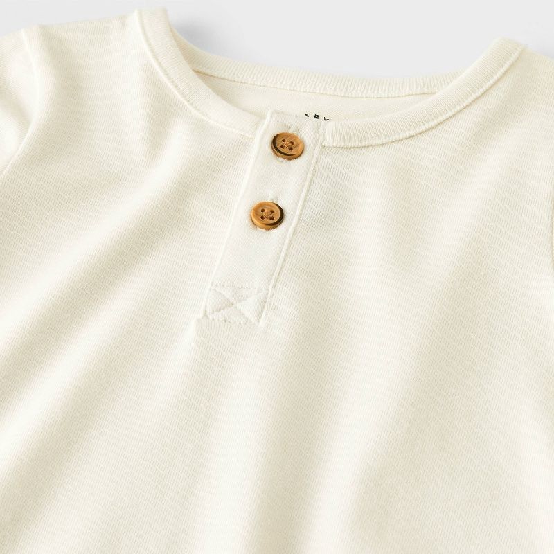 slide 3 of 4, Baby Boys' Henley Bodysuit - Cat & Jack™ Cream 6-9M, 1 ct