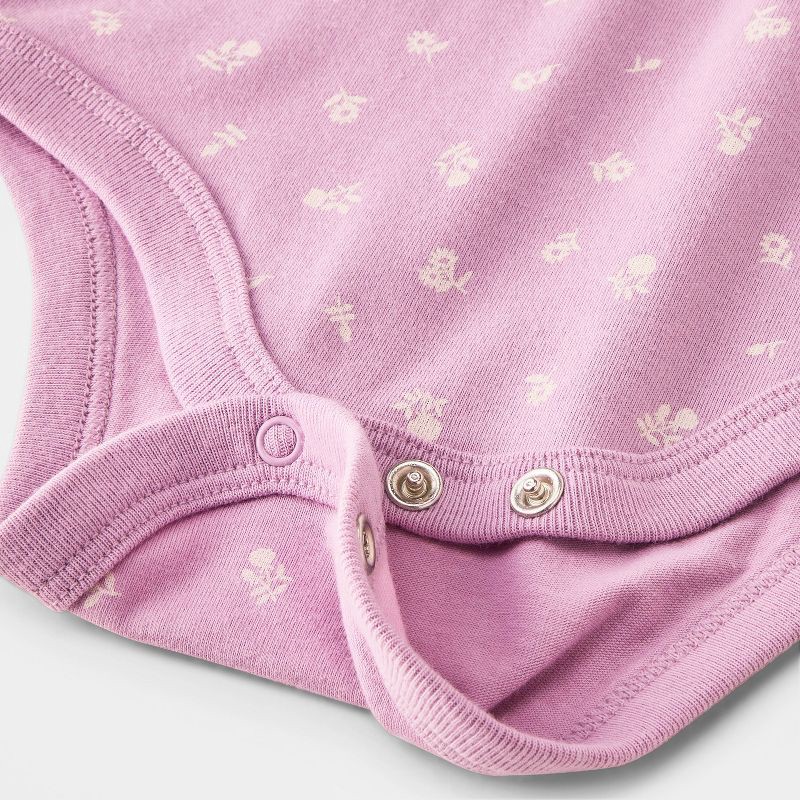 slide 3 of 4, Baby Girls' Floral Ruffle Bodysuit - Cat & Jack™ Purple 12M, 1 ct