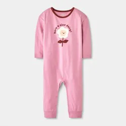 Baby Girls' Have A Nice Daisy Long Sleeve Romper - Cat & Jack™ Purple 3-6M