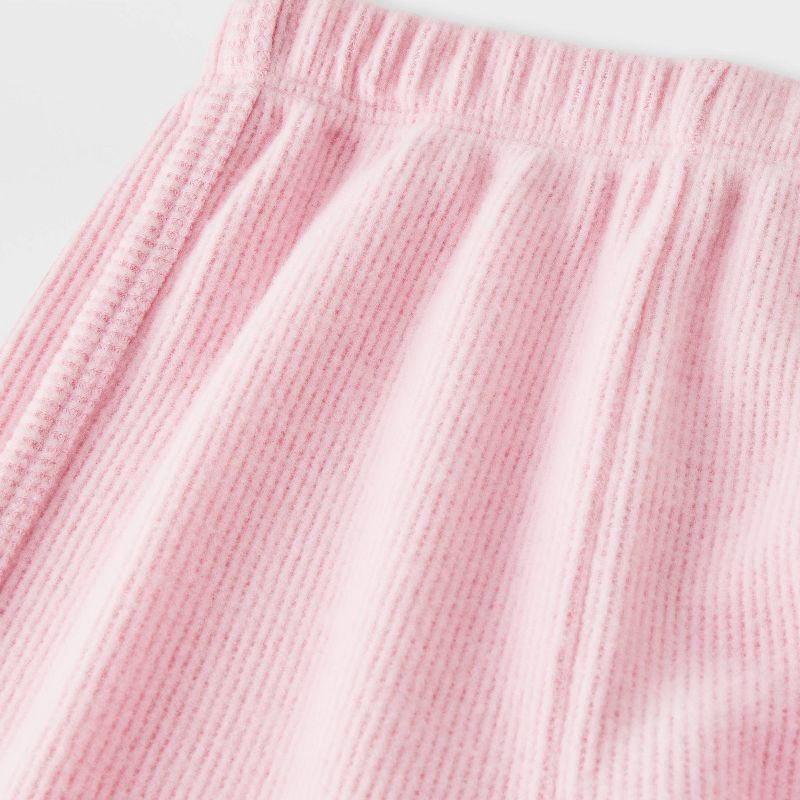 slide 2 of 4, Baby Girls' 2pc Ruffle Cozy Thermal Sweatshirt & Jogger Pants Set - Cat & Jack™ Pink 18M, 2 ct