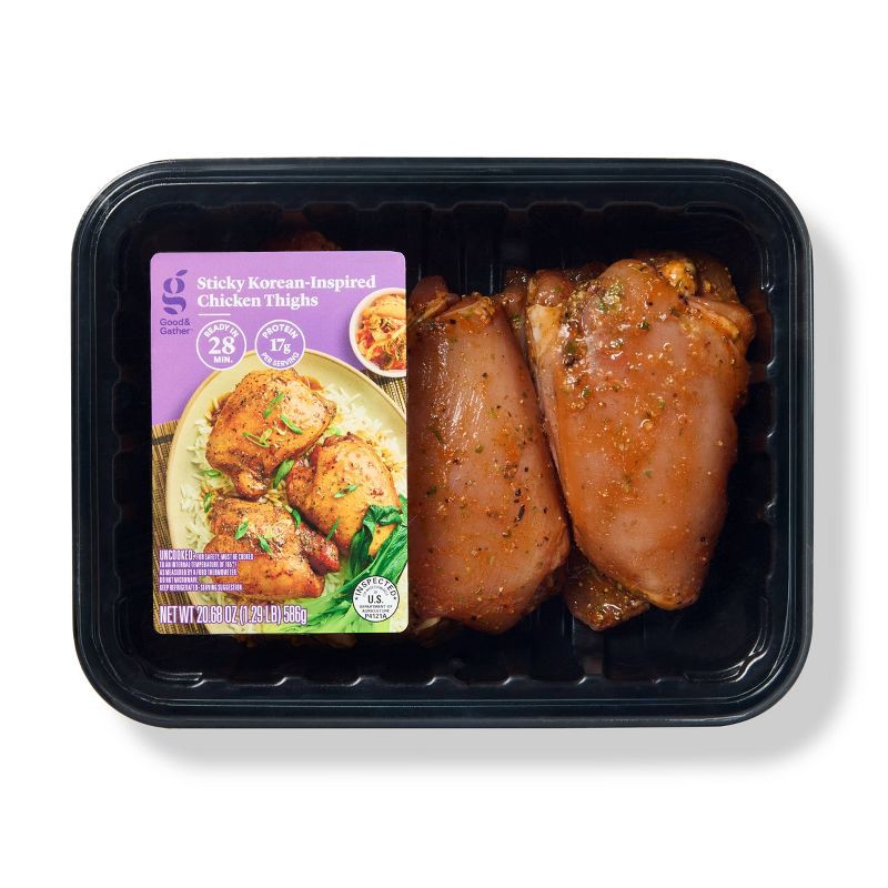 slide 1 of 4, Sticky Korean-Inspired Chicken Thighs - 20.68oz - Good & Gather™, 20.68 oz