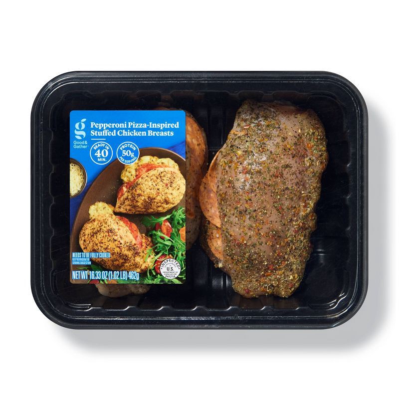 slide 1 of 4, Pepperoni Pizza-Inspired Stuffed Chicken Breast - 16.33oz - Good & Gather™, 16.33 oz