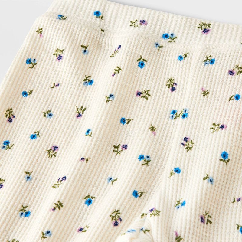 slide 3 of 4, Baby Girls' Floral Waffle Sweatshirt & Jogger Pants Set - Cat & Jack™ Cream Newborn, 1 ct