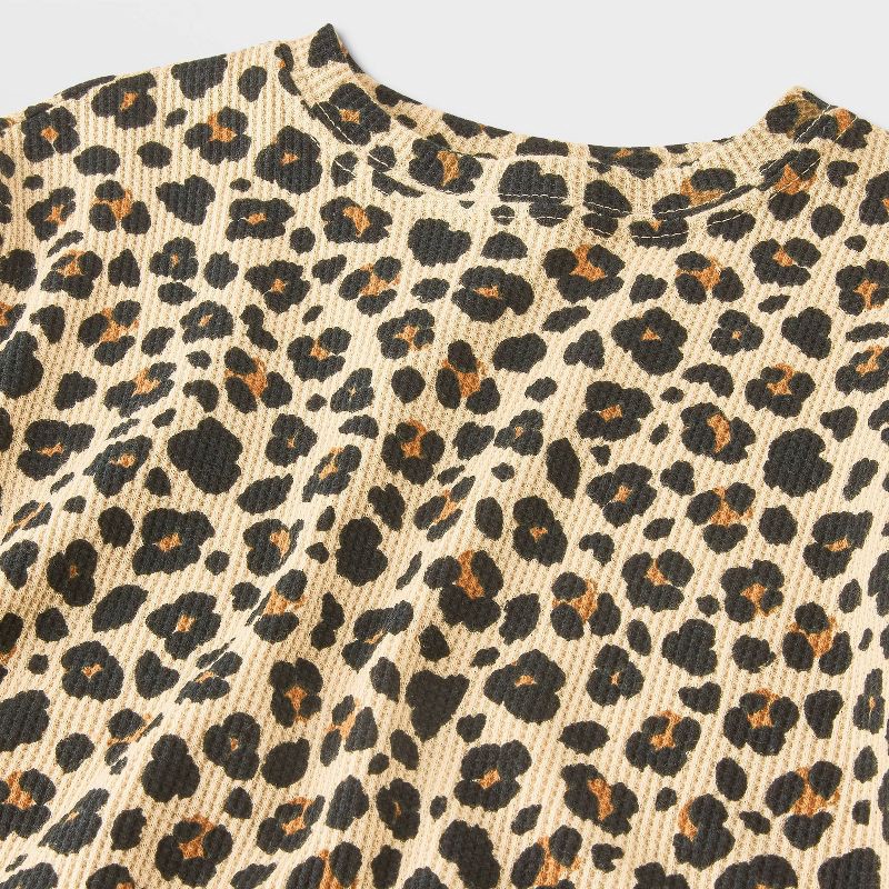slide 2 of 4, Baby Girls' Cheetah Print Waffle Sweatshirt & Legging Set - Cat & Jack™ Brown 0-3M, 1 ct