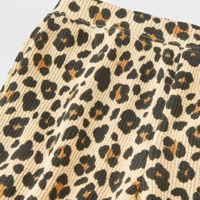 slide 3 of 4, Baby Girls' Cheetah Print Waffle Sweatshirt & Legging Set - Cat & Jack™ Brown 0-3M, 1 ct