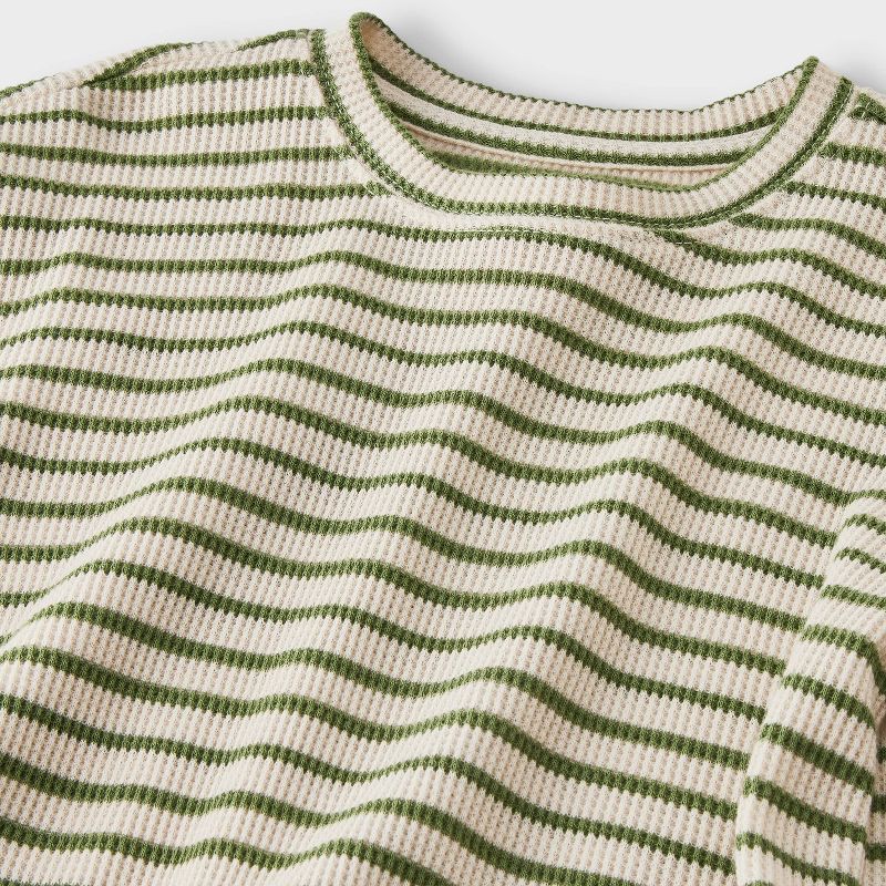 slide 2 of 4, Baby Boys' 2pc Striped Waffle Sweatshirt & Jogger Pants Set - Cat & Jack™ Beige 18M, 2 ct