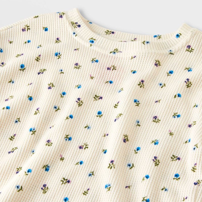 slide 2 of 4, Baby Girls' Floral Waffle Sweatshirt & Jogger Pants Set - Cat & Jack™ Cream 6-9M, 1 ct