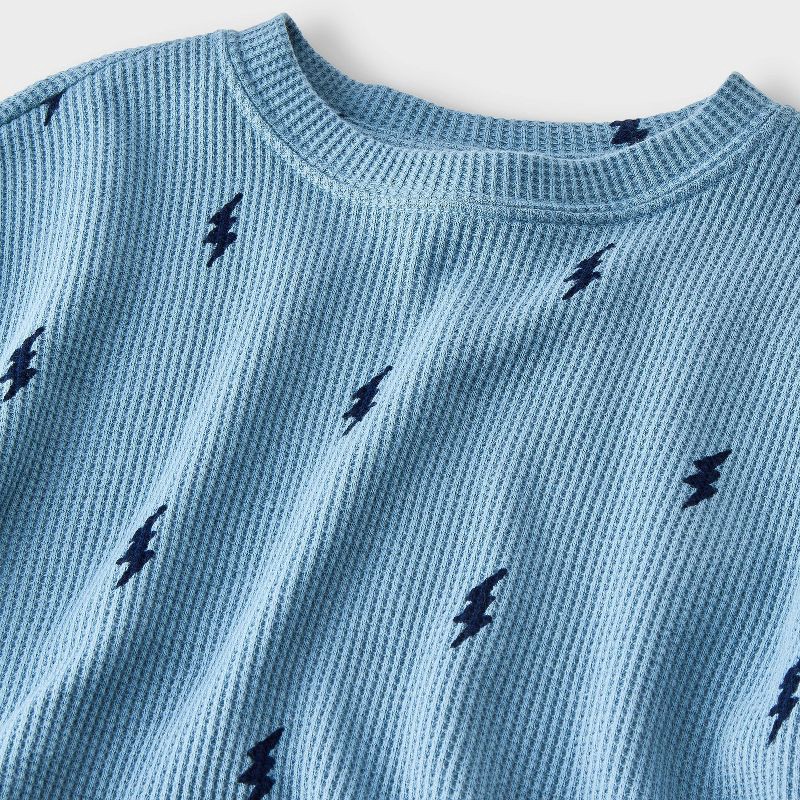 slide 2 of 4, Baby Boys' 2pc Lightning Bolt Waffle Sweatshirt & Jogger Pants Set - Cat & Jack™ Blue 6-9M, 2 ct