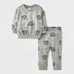 Baby Boys' 2pc Camera Fleece Sweatshirt & Jogger Pants Set - Cat & Jack™ Gray 12M