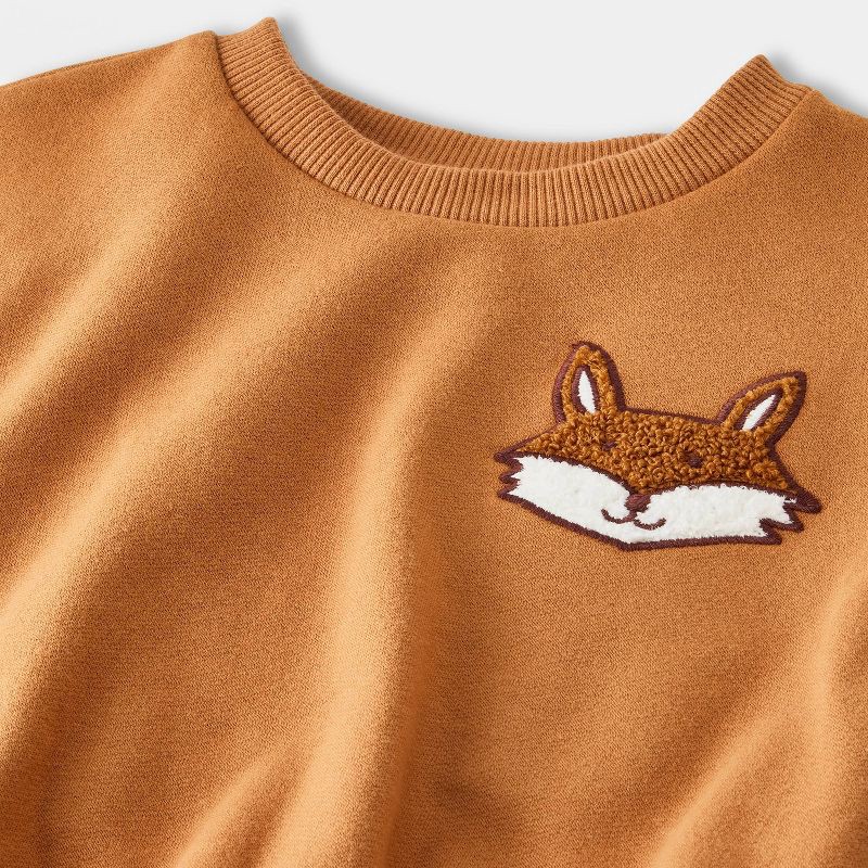 slide 3 of 4, Baby Boys' 2pc Fox Fleece Sweatshirt & Jogger Pants Set - Cat & Jack™ Brown 0-3M, 2 ct