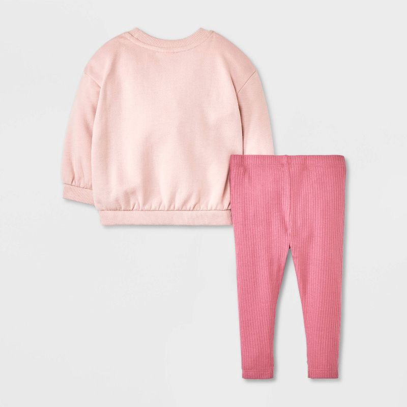 slide 2 of 4, Baby Girls' 2pc Embroidered Heart Fleece Sweatshirt & Leggings Set - Cat & Jack™ Purple 3-6M, 2 ct